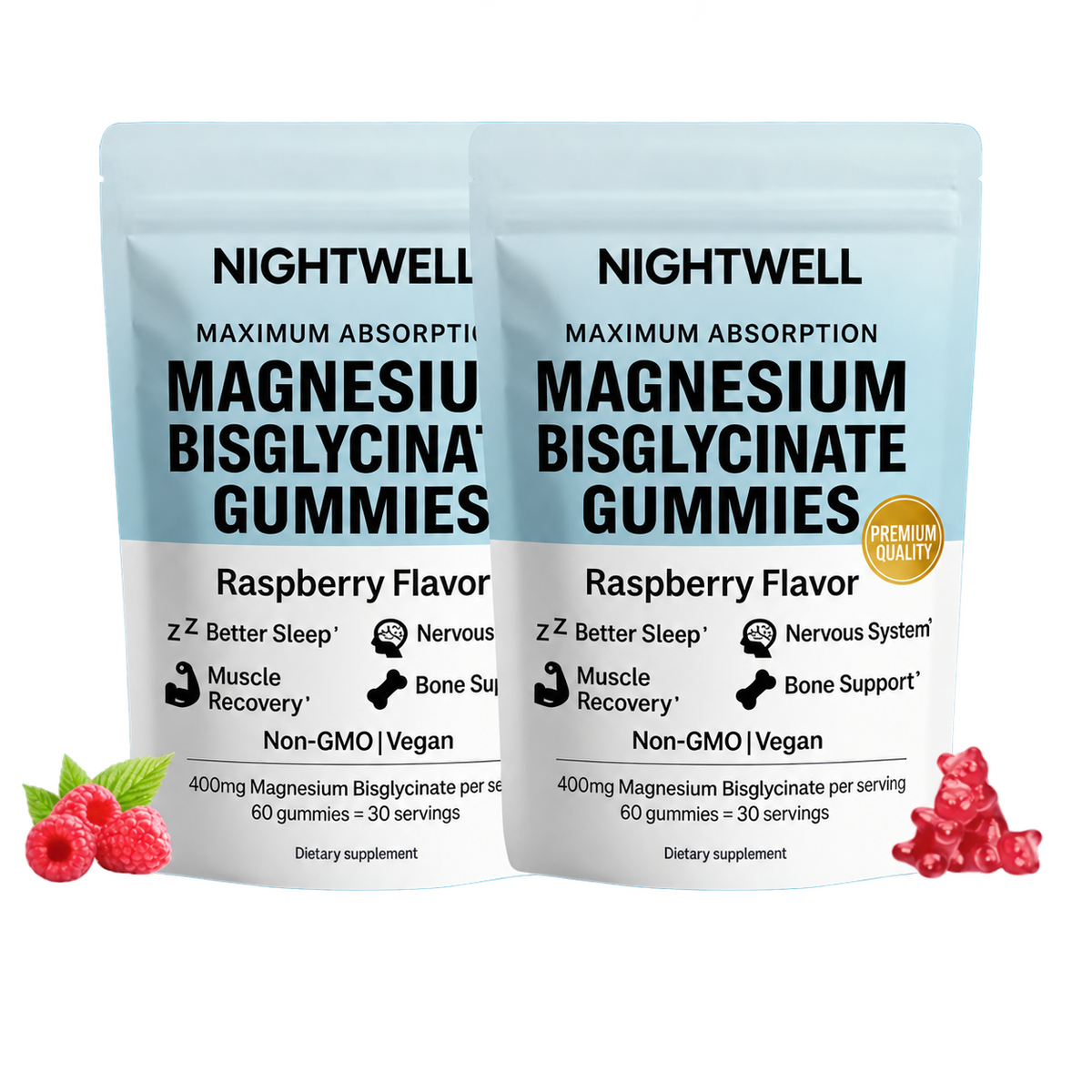 Two Nightwell magnesium bisglycinate gummy bags