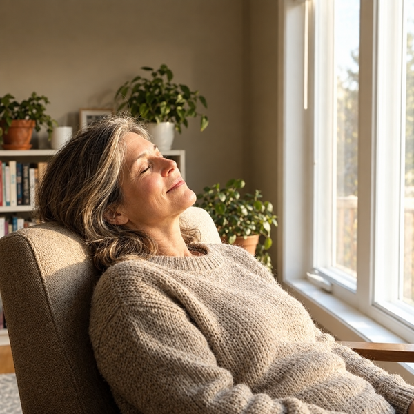 Woman relaxing in an armchair